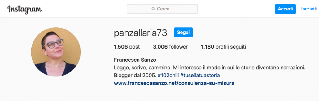 bio di instagram f.sanzo